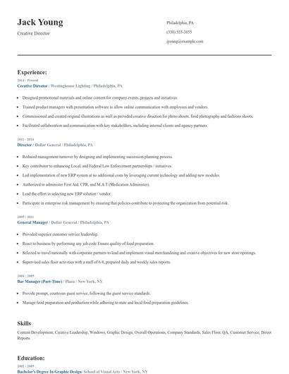 Creative Director Resume