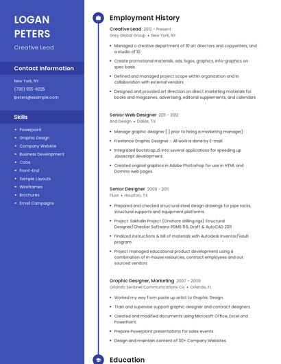 Creative Lead Resume