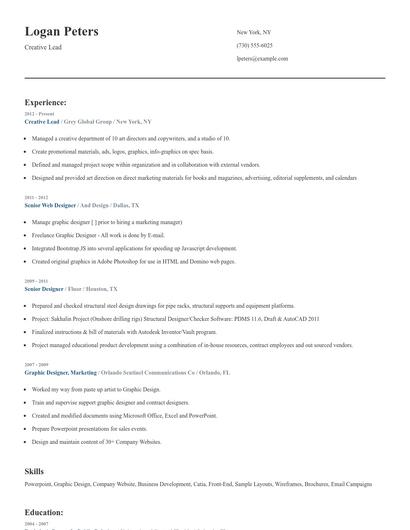 Creative Lead Resume