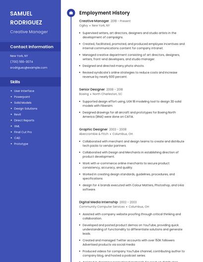 Creative Manager Resume