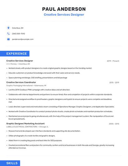 Creative Services Designer Resume