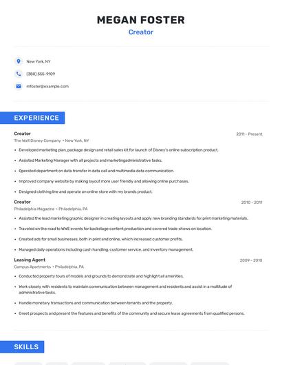 Creator Resume