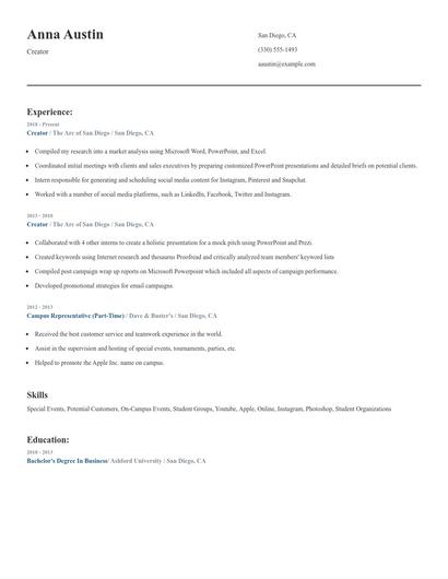 Creator Resume