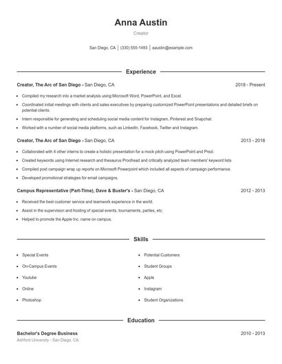 Resume example 1