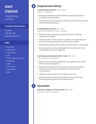Credentialing Assistant Resume