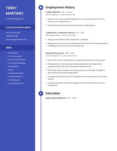 Credit Adjuster Resume