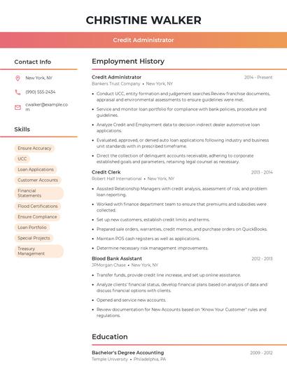 Credit Administrator Resume