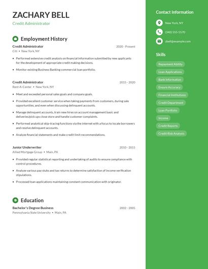 Credit Administrator Resume