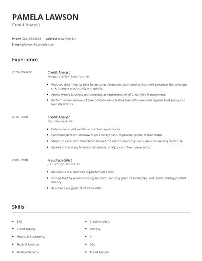 Credit Analyst Resume