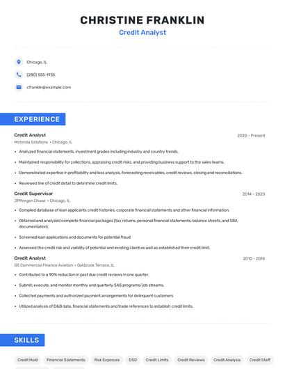 Credit Analyst Resume