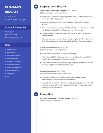 Credit And Collections Analyst Resume