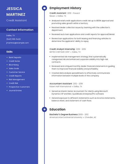 Credit Assistant Resume