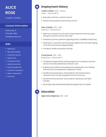 Credit Cashier Resume
