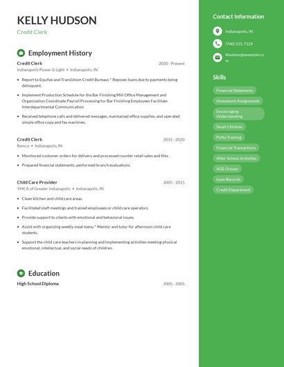 Credit Clerk Resume