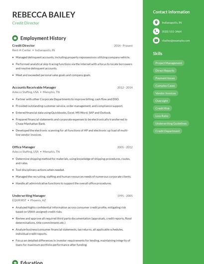 Credit Director Resume