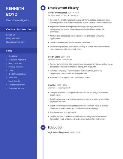 Credit Investigator Resume