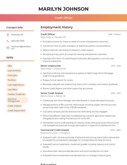 Credit Officer Resume