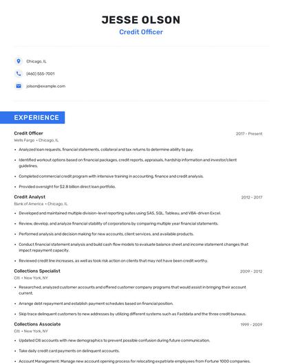 Credit Officer Resume