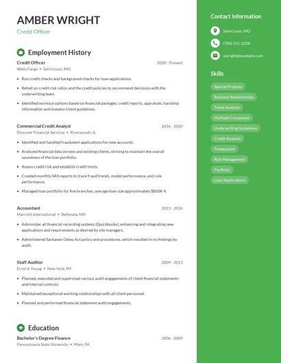 Credit Officer Resume