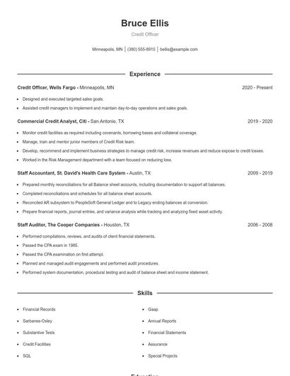 Credit Officer Resume
