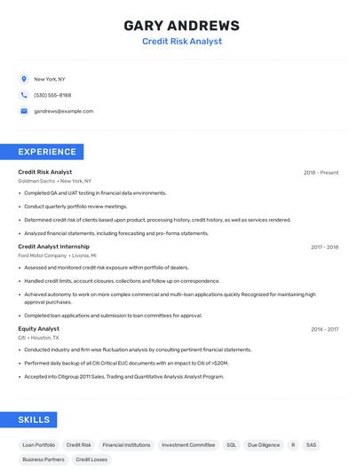 Credit Risk Analyst Resume