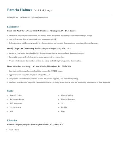 Credit Risk Analyst Resume