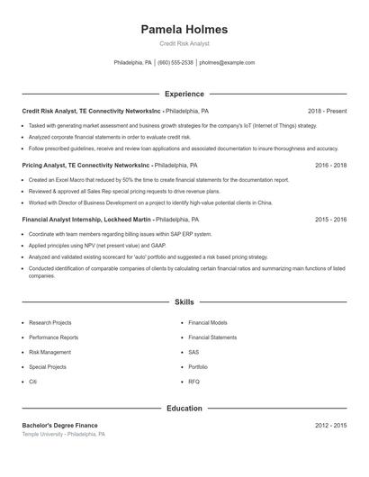 Credit Risk Analyst Resume