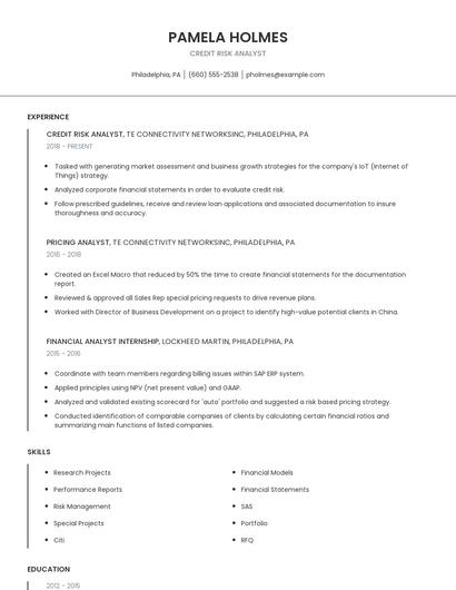 Credit Risk Analyst Resume