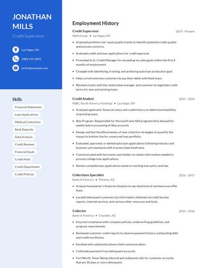 Credit Supervisor Resume
