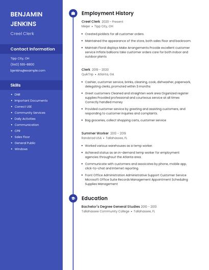 Creel Clerk Resume