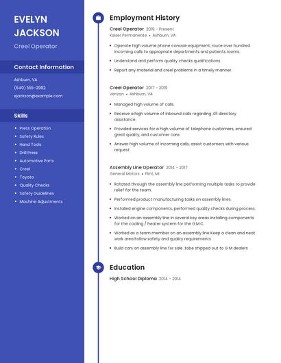Creel Operator Resume