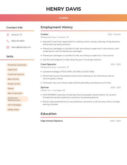 Creeler Resume