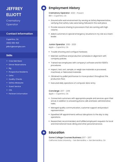 Crematory Operator Resume