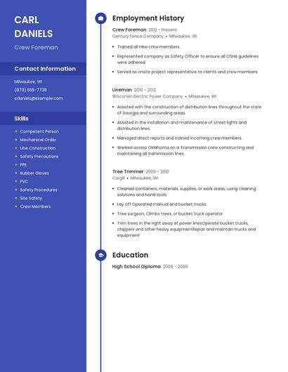 Crew Foreman Resume