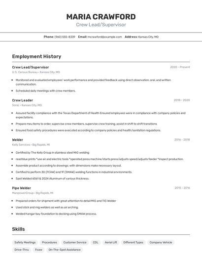 Resume example 2