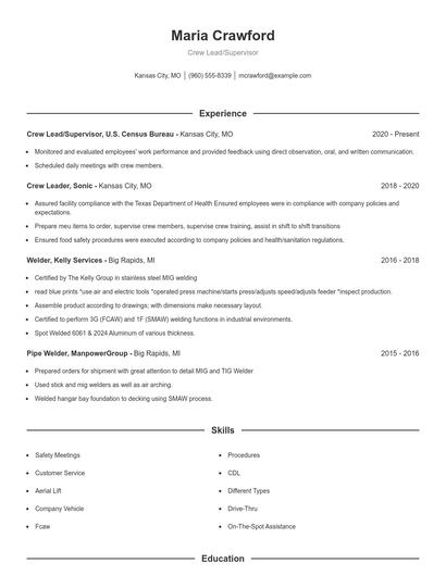Resume example 1