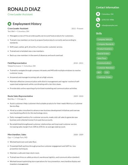 Resume example 4