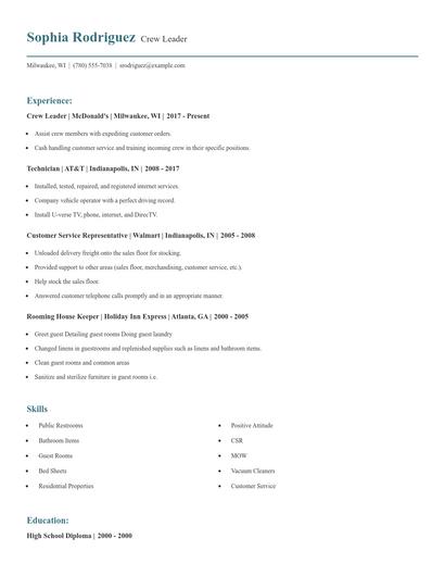 Crew Leader Resume