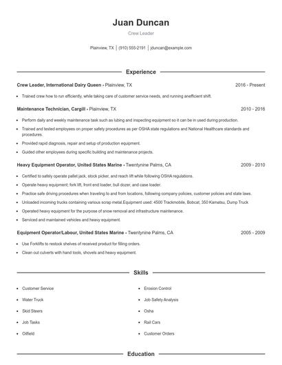 Resume example 1