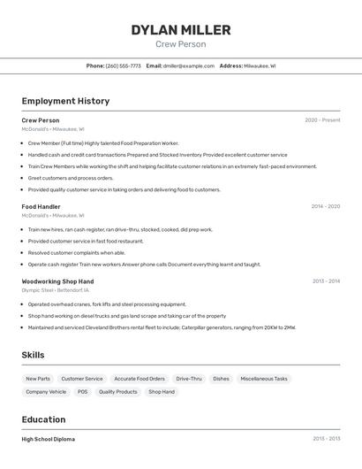 Resume example 2