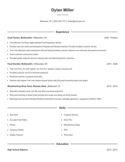 Resume example 1