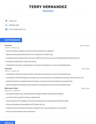 Crewman Resume