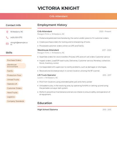 Crib Attendant Resume