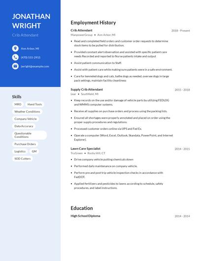 Crib Attendant Resume