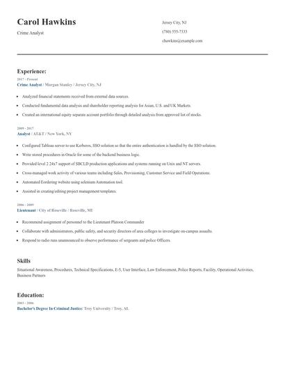 Crime Analyst Resume