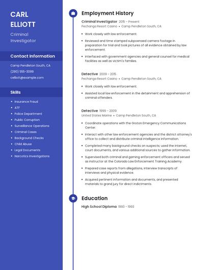 Criminal Investigator Resume