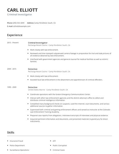 Criminal Investigator Resume