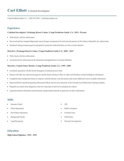 Criminal Investigator Resume