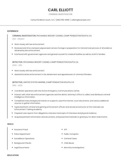 Criminal Investigator Resume