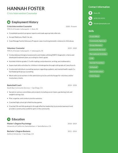 Crisis Intervention Counselor Resume
